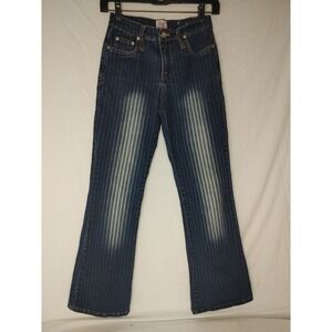 Charm‎ Girl Jeans GIRLS Striped Boot Cut Stretch Blue Denim Jean Size 12